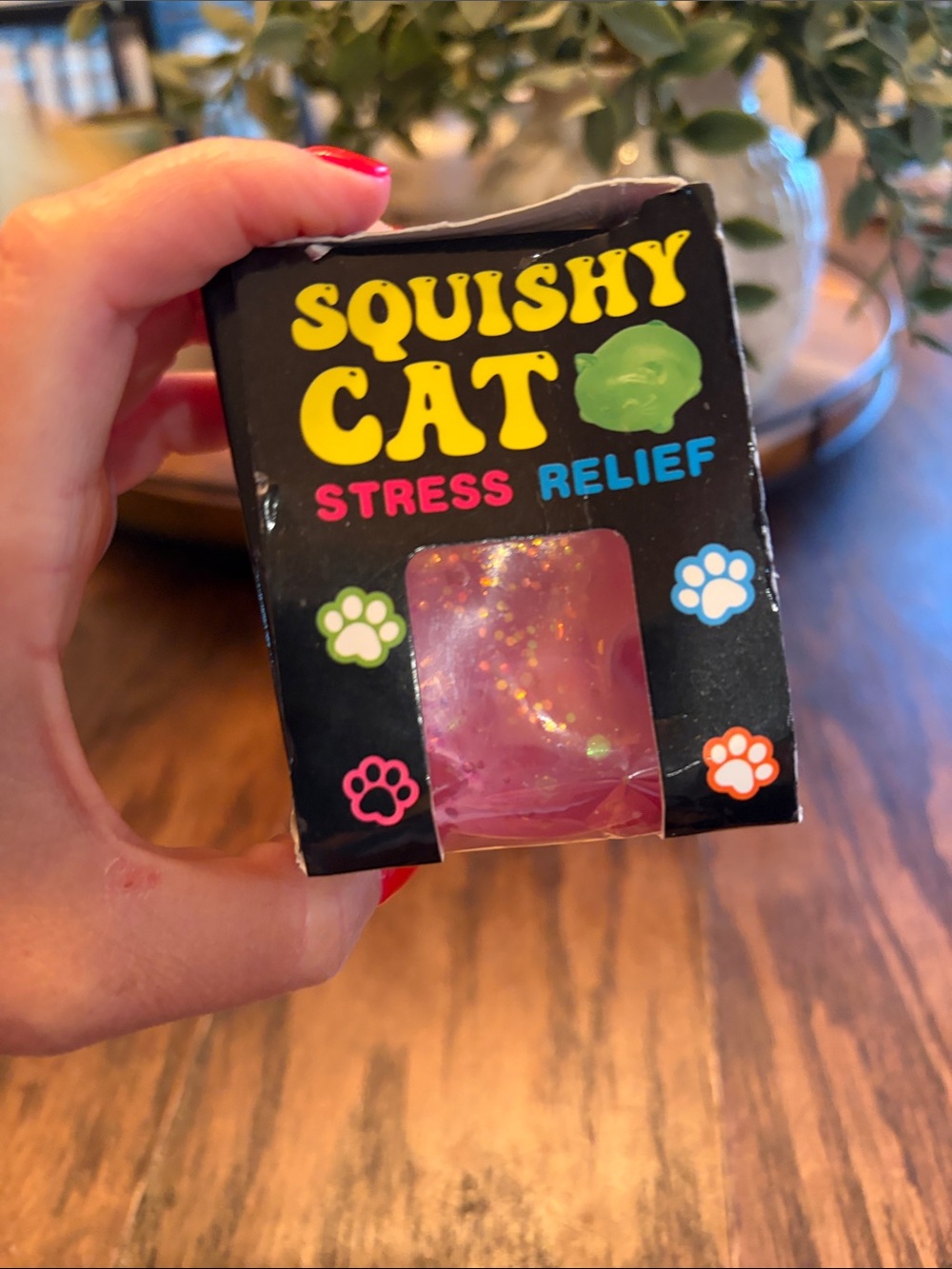 Squishy Cat Stress Relief Toy - Pink Glitter - NEW